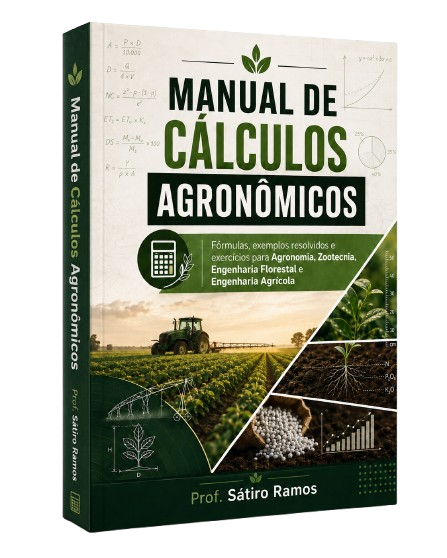 Capa 3D do Manual de Cálculos Agronômicos — Prof. Sátiro Ramos